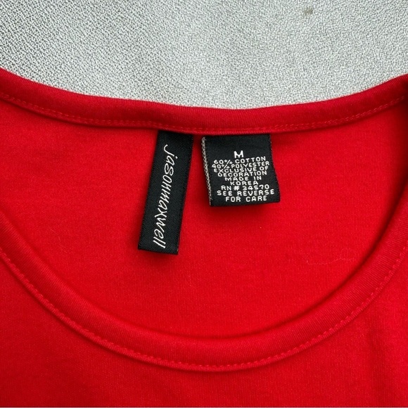 Jason Maxwell Women's Red Tank Top Embroidered Zebras Cotton Polyester Medium - Picture 3 of 4